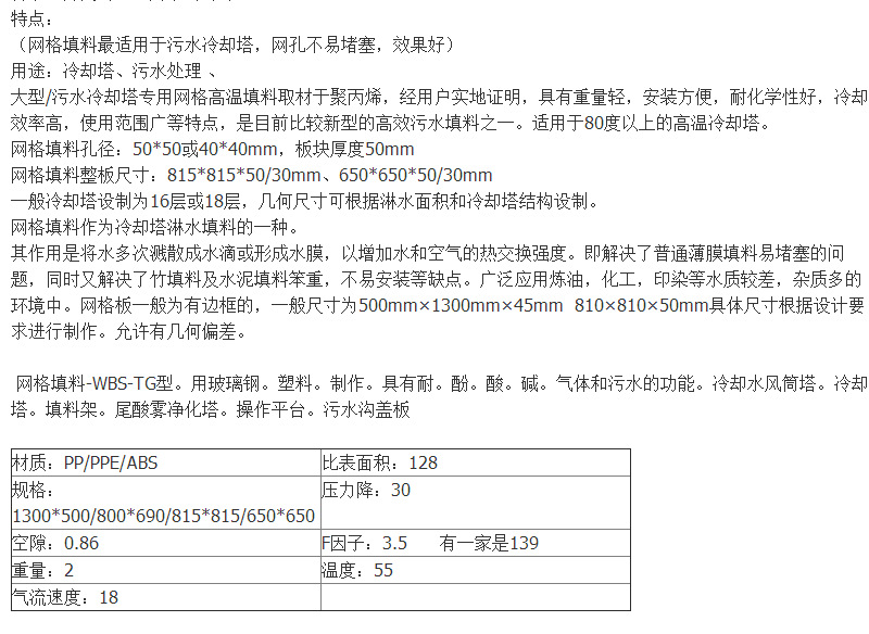 网格填料