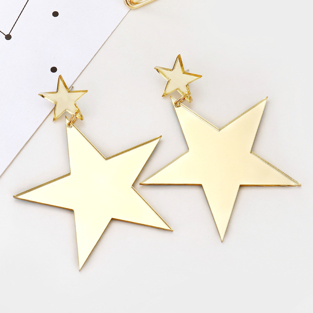 Fashion Gold Acrylic Five-pointed Star Earrings Creative Long Earrings display picture 5