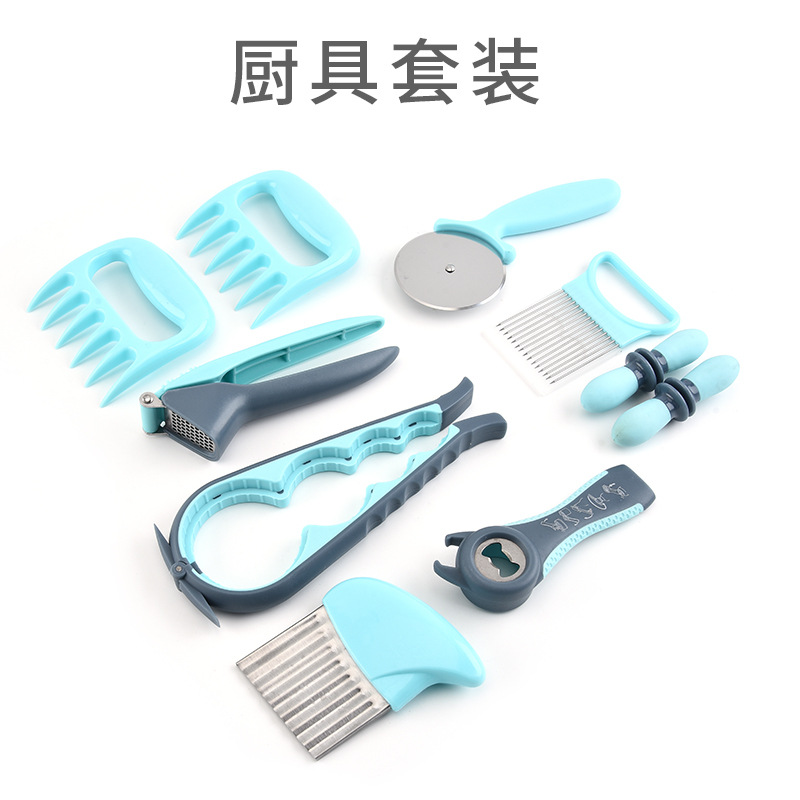 硅胶木柄厨具套装 食物夹打蛋器开瓶器家用锅铲厨房烹饪勺铲