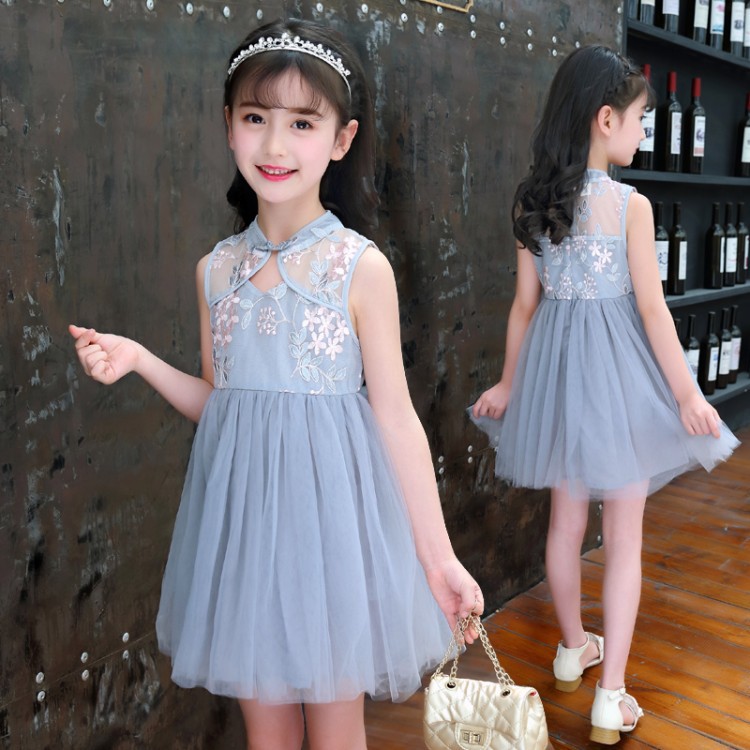 女童旗袍2019新款小女孩纱裙中国风儿童夏装洋气中大童公主连衣裙