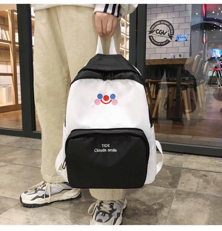 New Fashion Hit Color Embroidery Smiley Shoulder Bag Retro Sense Student Campus Backpack Wholesale display picture 41