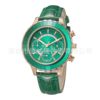 Fashionable universal quartz waterproof green watch, genuine leather