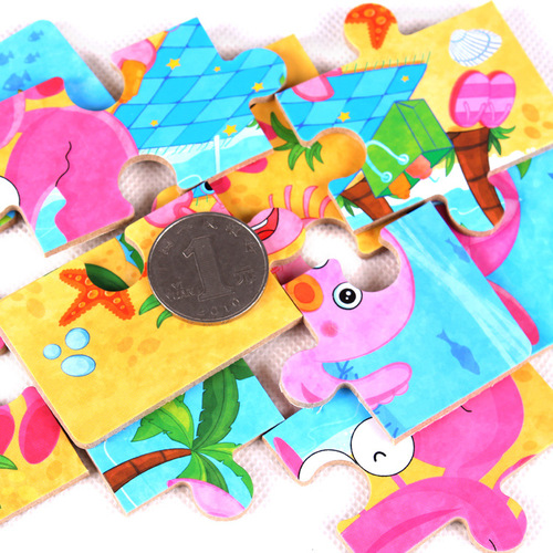 Cross-border wooden children's puzzle four-in-one iron box animal puzzle puzzle baby educational toy flat puzzle