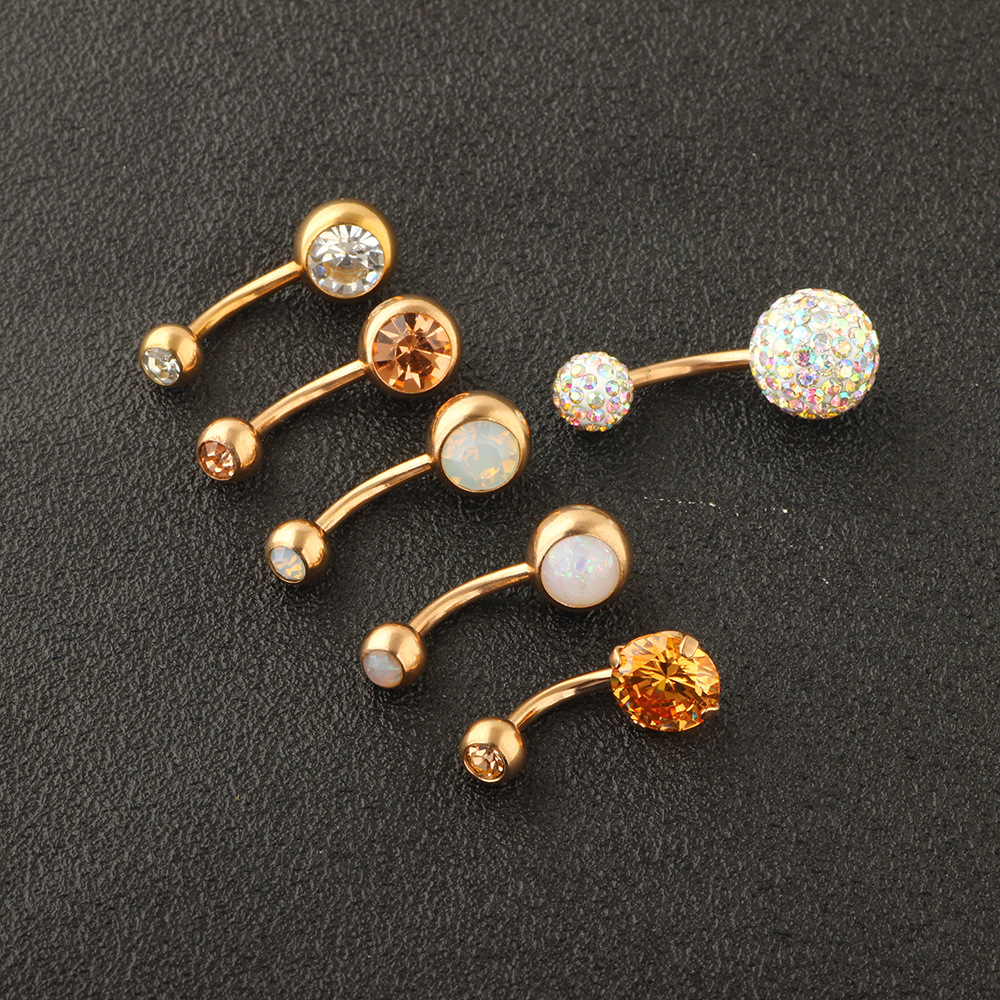 6-Piece Belly Button Ring Set Stainless Steel Navel Piercing Jewelry Dangle Body Jewelry Set detail image 7