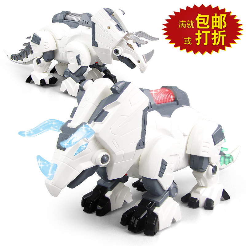 Nueva mecánica eléctrica triángulo dragón simulación de sonido automático caminando luz música puesto venta caliente al por mayor juguetes