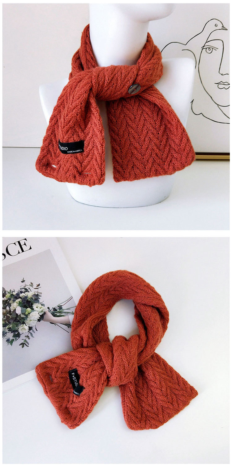 Button Solid Color Scarf Long Knitted Woolen Scarf Student Warm Bib Fashion display picture 15