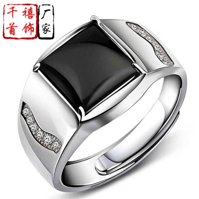 跨境爆款配飾 時尚開口男士寶石戒指 個性活口男款指環 廠家批發