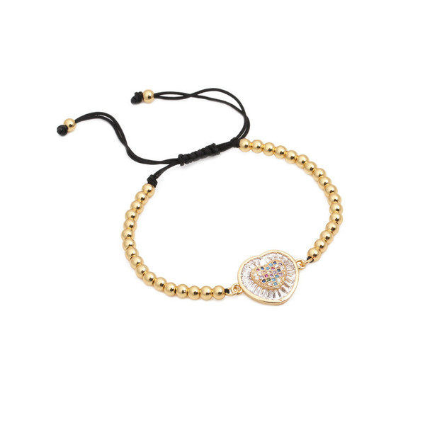 adjustable copper woven universal bracelet with zircon heart shaped…