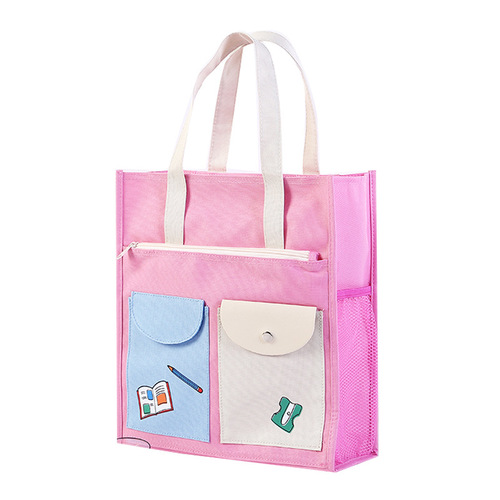 New portable A4 information file bag, men's and women's tutoring bag, large zipper art tutoring bag, children's homework school bag