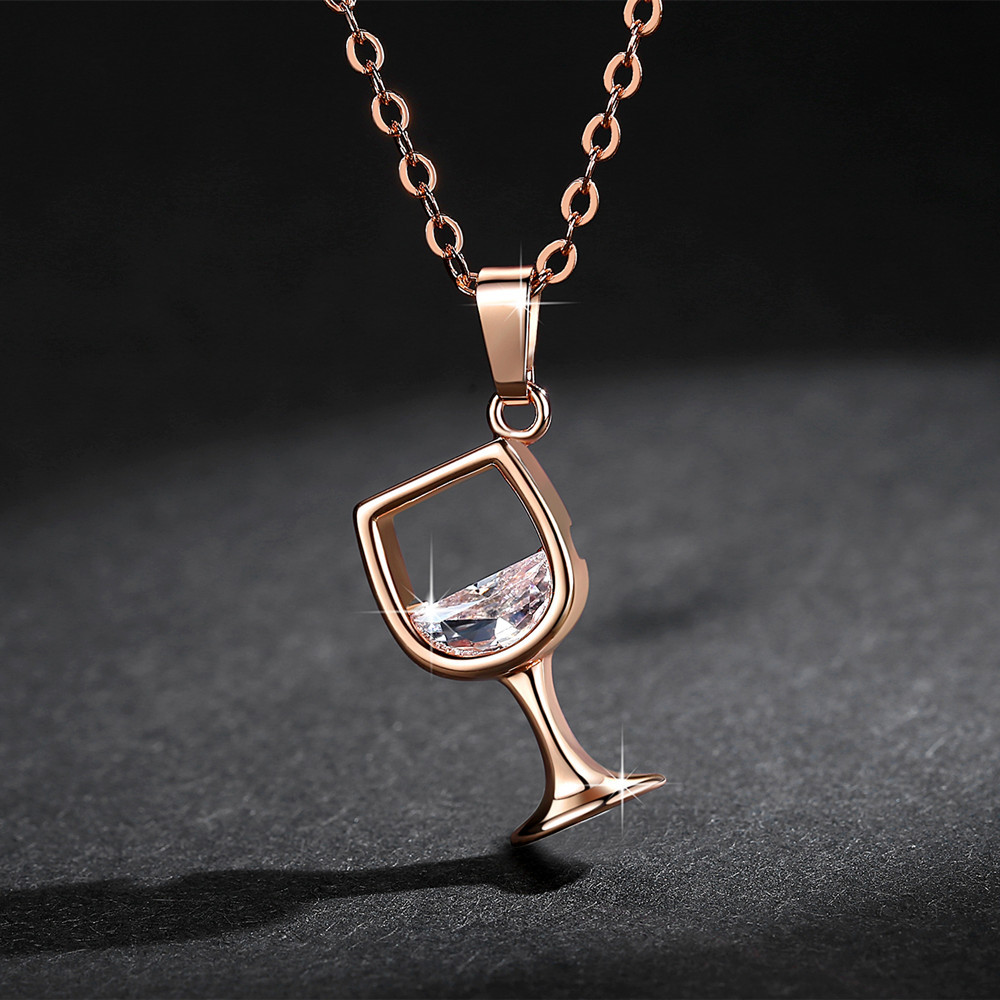 10g Weight Pendant Necklace Classification Streetwear Wine Glass Copper Plating Pendant Necklace