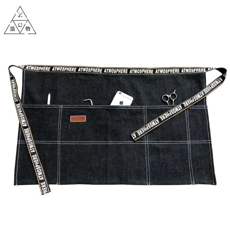 Moda delantal de mezclilla de media longitud impresión personalizada leche té Cafetería Restaurante para hornear manicura hombres y mujeres ropa de trabajo