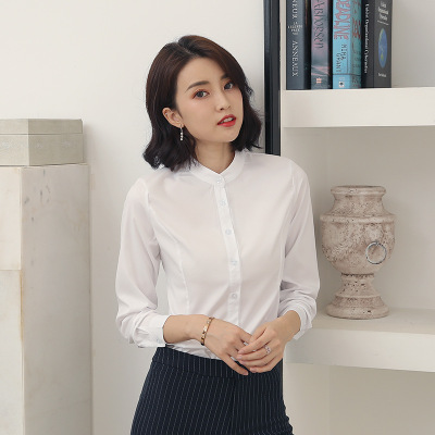 Stand collar shirt Long sleeve formal wear Occupation 2019 spring and autumn new pattern Primer shirt work clothes coverall