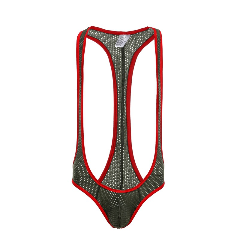 Fábrica al por mayor de los hombres de malla mono sexy trasero-expuesto ropa interior de una pieza