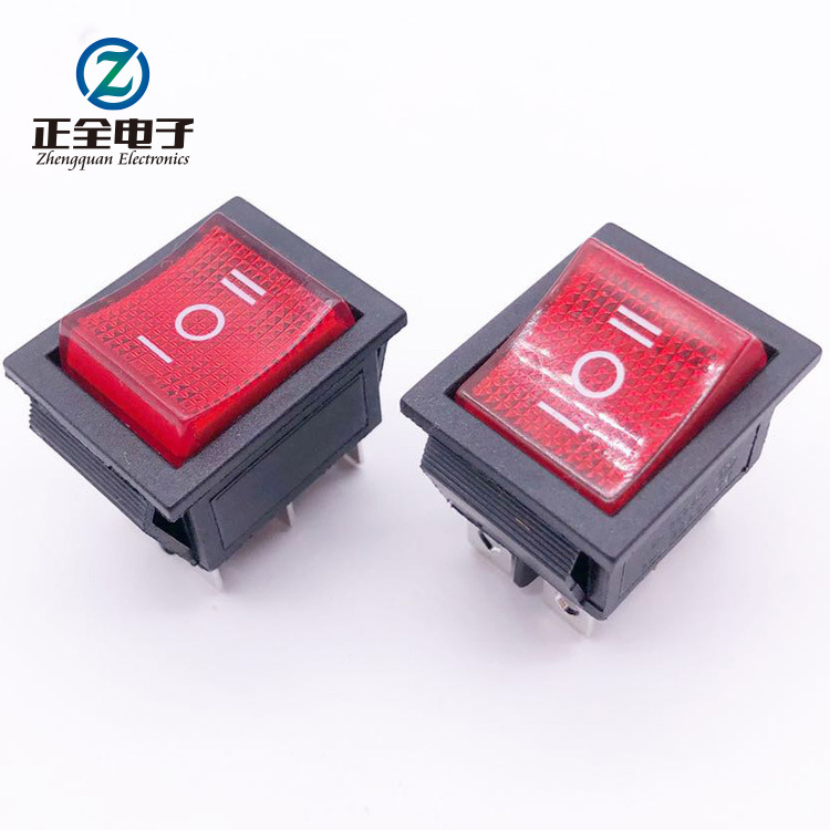 大功率KCD4 带灯 三档翘板开关 船型开关 6脚3档 15A 250V 全铜脚