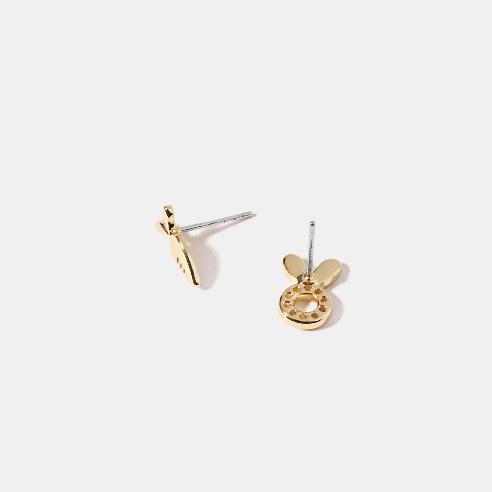 S925 Aretes Zircon Gota Aceite Color Oro Aretes  Mujer display picture 2