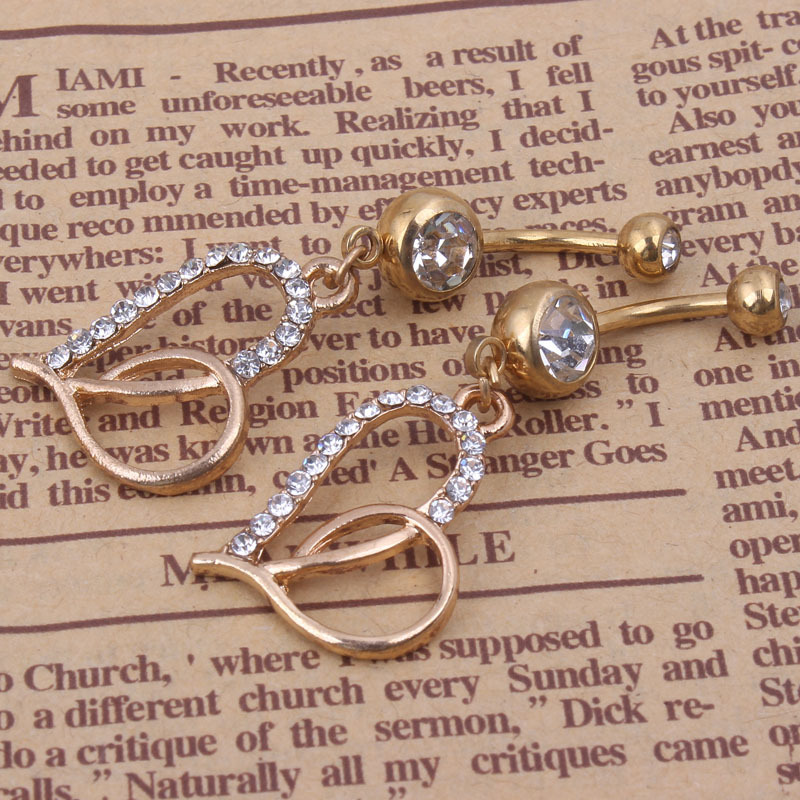 Heart-Shaped Belly Button Ring Navel Jewelry Stainless Steel Navel Ring for Women detail image 7