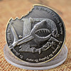 Ecological medal, metal copper coins, shark, gore relief, custom made