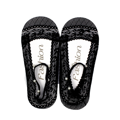 Street stall socks lesbian style Internet celebrity strap socks lace edge thin low-top invisible pearl boat garter anklet