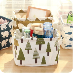 Fabric desktop storage box, cotton and linen office storage stationery toys cosmetics jewelry snacks folding organizing basket