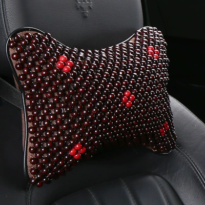 XT825 Wooden Bead Car Headrest Four Seasons Universal Memory Headrest Breathable Four Seasons Home Office (Headrest) - xt825-plum-blossom-wood-bead-headrest-single