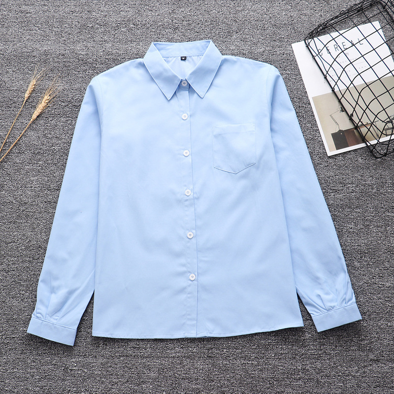 Japanese JK uniform long-sleeved light blue shirt Japanese school uniform long-sleeved pointed collar square collar