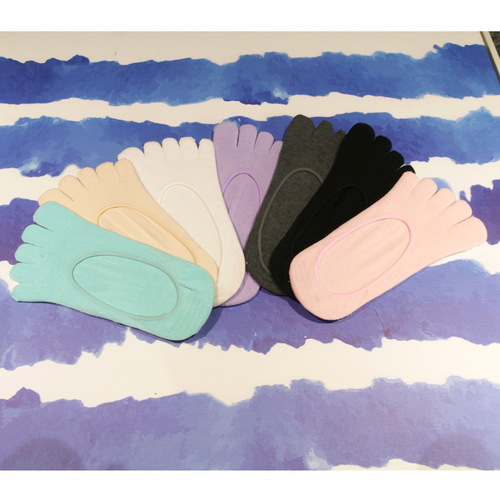 Cross-border new Japanese toe socks, women's shallow mouth invisible boat socks, cotton solid color dance yoga socks