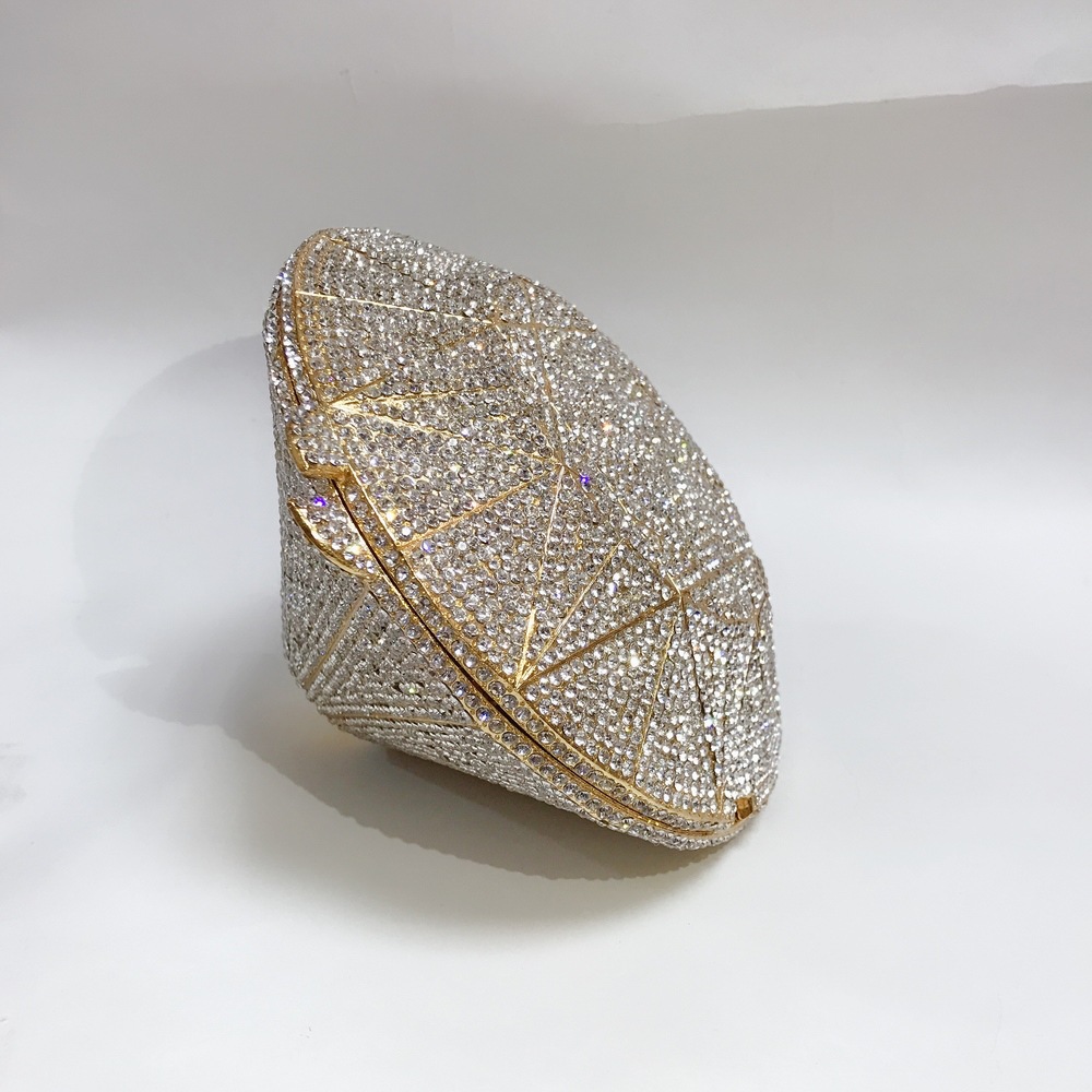 Gold Silver Alloy Rhinestone Metal Diamonds Diamond Shape Evening Bags display picture 3