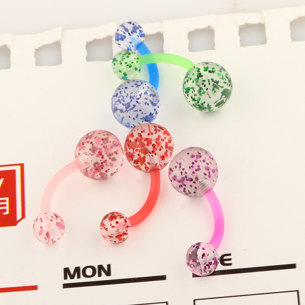 Acrylic Sequined Navel Ring Belly Button Ring Ear Studs Soft Rod Wholesale Body Piercing Jewelry detail image 7