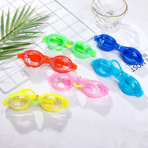 Children's waterproof and anti-fog swimming goggles, boys and girls, baby swimming pool training equipment, bagged cartoon swimming goggles