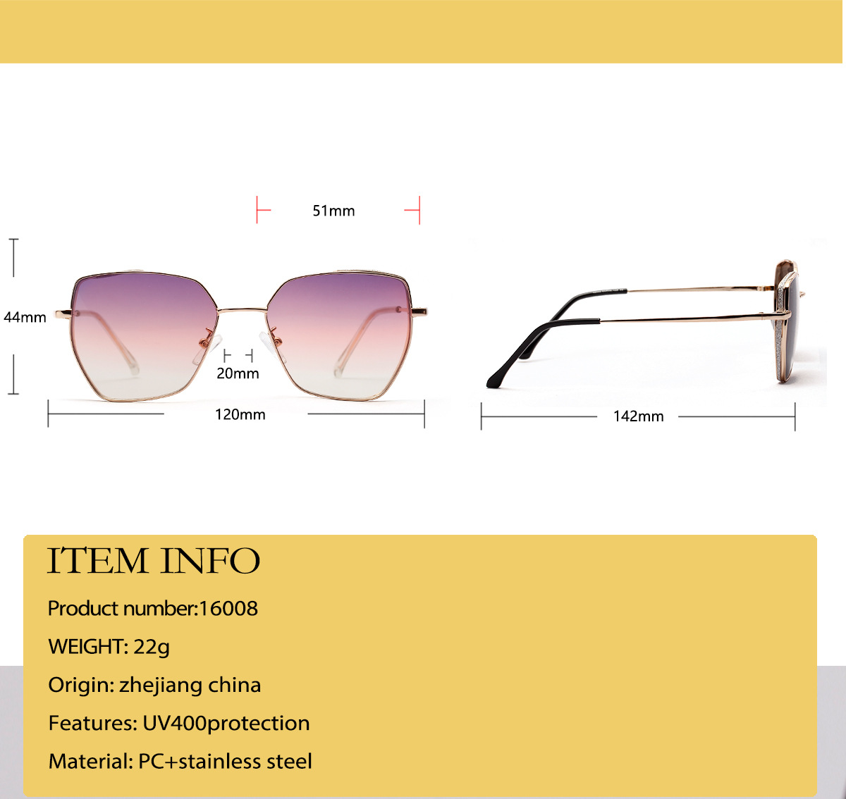 Metal Square Retro Sunglasses display picture 3