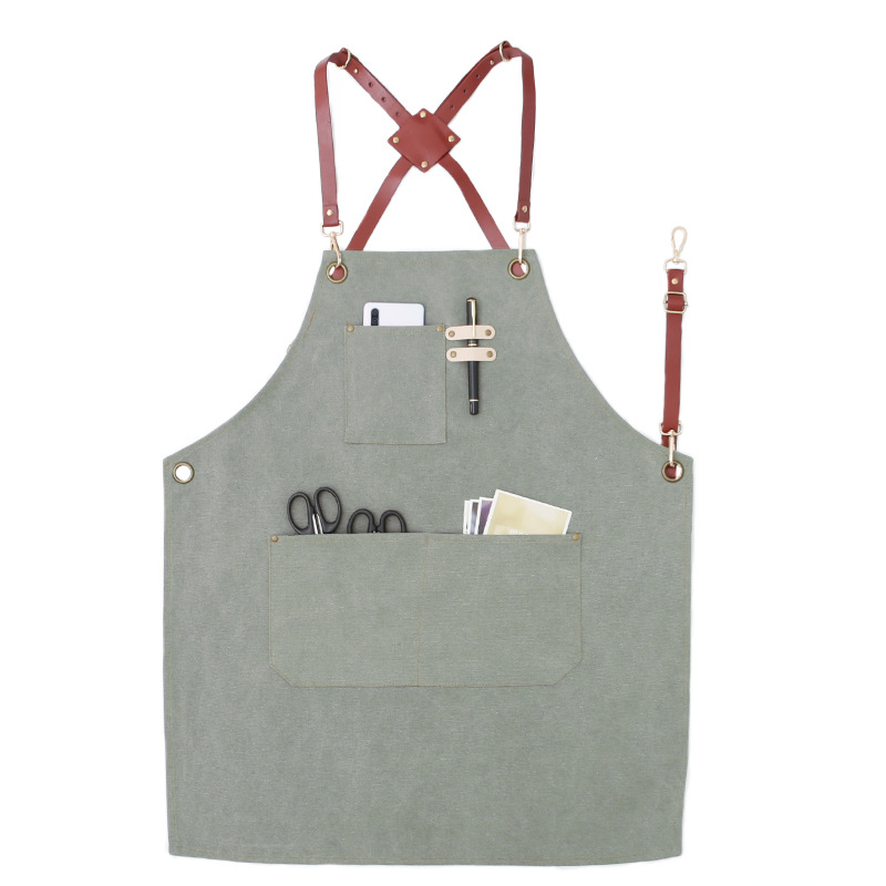 Delantal logotipo personalizado moda Coreana lienzo antifouling Barbero café leche tienda de té Cocina Ropa trabajo en casa para las mujeres