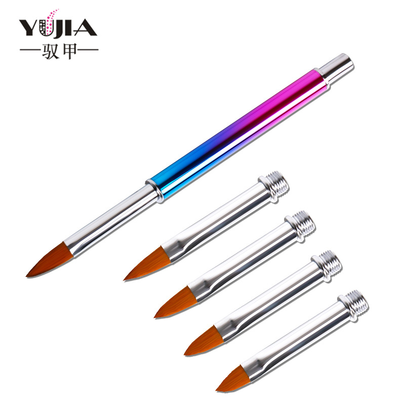 Cruz-Frontera de reemplazo cabeza cristal pluma traje de uñas arte de gama alta 5-cabeza reemplazable Cristal Tallado color pintura pluma ventas directas de la fábrica