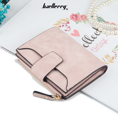 baellerry wallet women's short Korean style buckle multi-card slot wallet fashion zipper tri-fold ticket holder wholesale