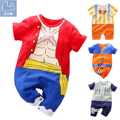 Cartoon baby one-piece garment 0-1 comic series Short sleeved baby Climbing clothes cotton material baby Bodysuit wholesale