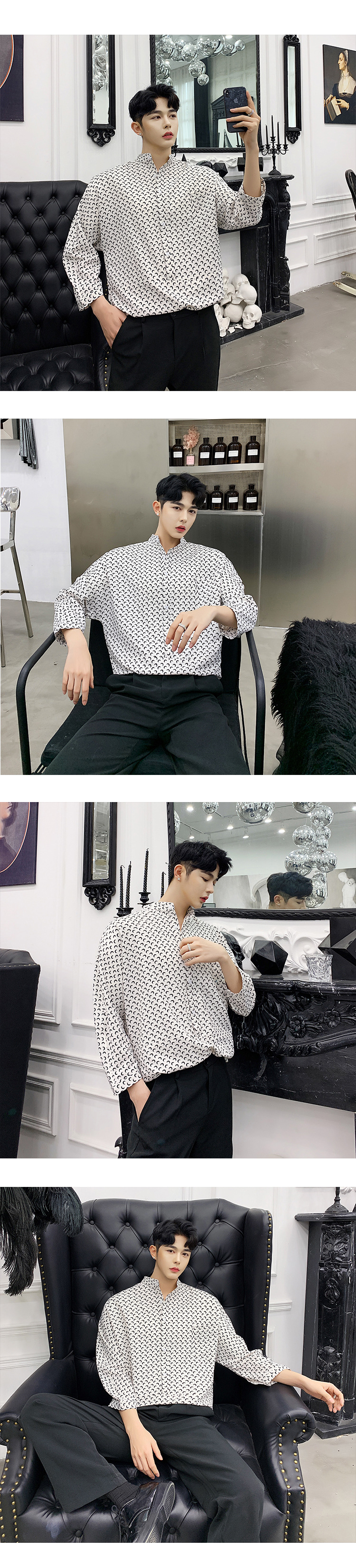 Printed Polo Collar Shirt Image 1