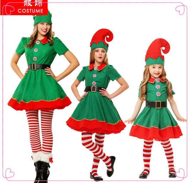 Christmas children’s parents and children’s Christmas clothes Elf Christmas clothes Cosplay ball men’s and women’s Chris