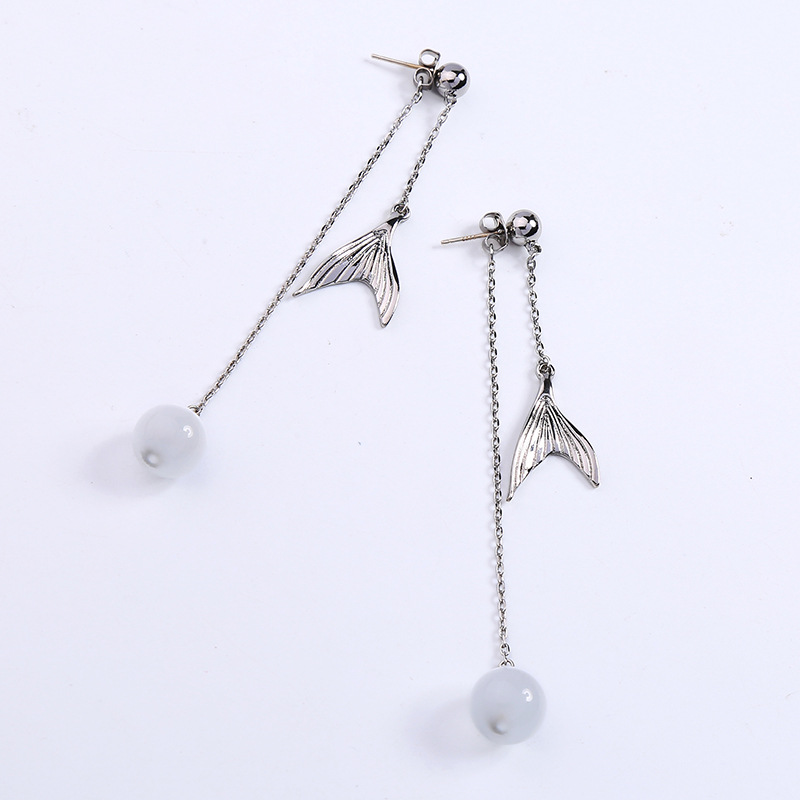 Modèle Coréen De Longue Slim Visage Boucles D'oreilles Mode Opale Boucles D'oreilles De Femmes Cool Tempérament Fishtail Boucles D'oreilles E972183d display picture 9