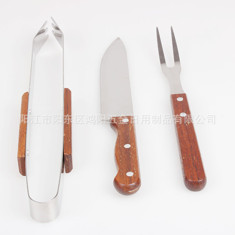 Barbacoas de acero inoxidable profesional hornear conjunto 15-pieza hogar portátil caja de color traje al aire libre mango de madera barbacoa herramienta Accesorios