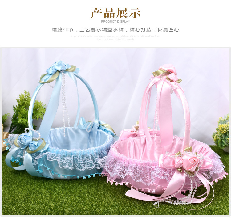 Factory direct supply of Western-style creative wedding flower baskets for brides, wedding flower girls, bridesmaids, scattered flower baskets, and hand-held wedding flower baskets detail image 9
