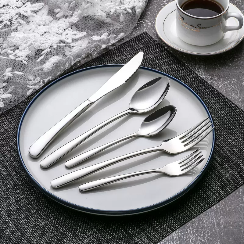 镜光304不锈钢西餐具刀叉勺五件套套装优雅酒店餐具送礼logo