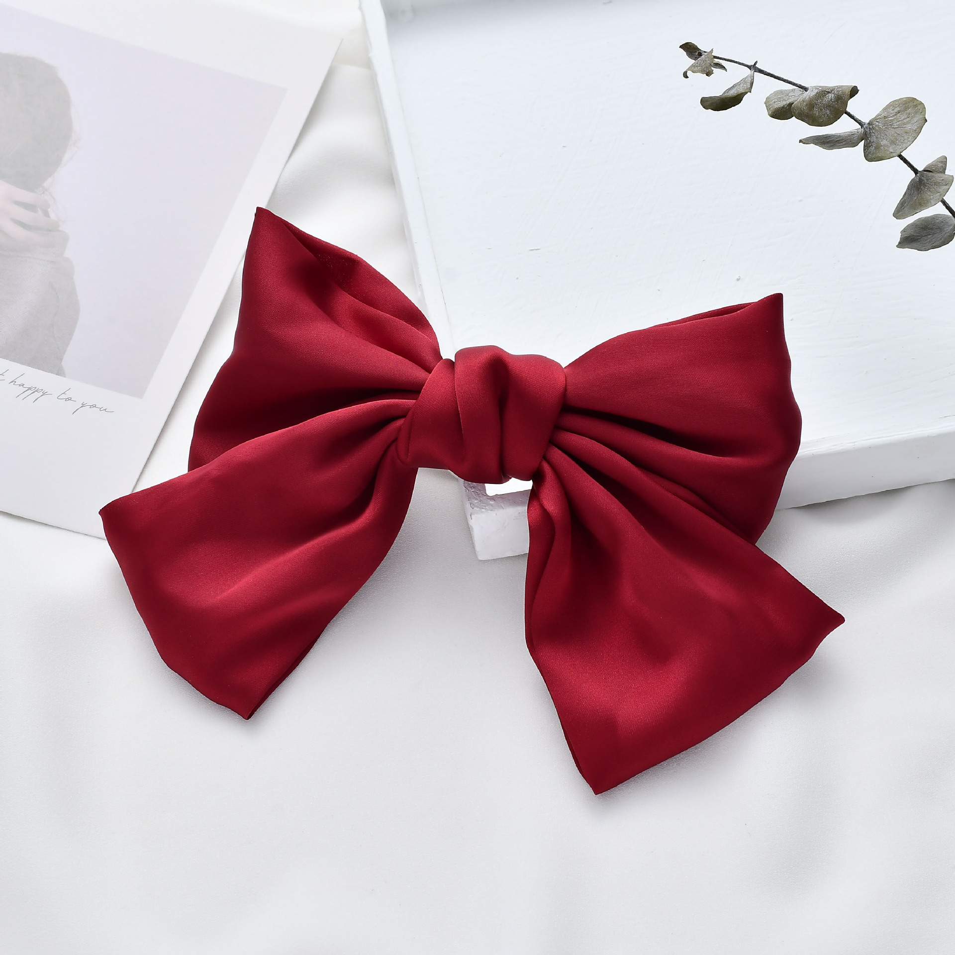 Silk Double Satin Oversized Bow Hair Clip Top Clip Hair Accessories Fabric Cheap Spring Clip display picture 9