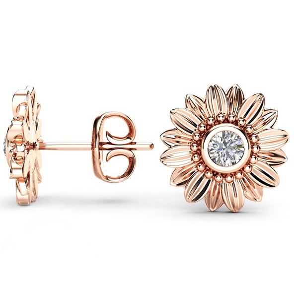 Flower Pattern Women'S Gender 1 Pair Sweet Flower Plating Inlay 925 Sterling Silver Copper Artificial Gemstones Ear Studs