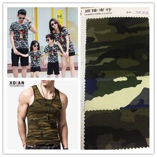 全棉针织汗布迷彩印花 40支全棉拉架 T恤短袖针织迷彩军训面料