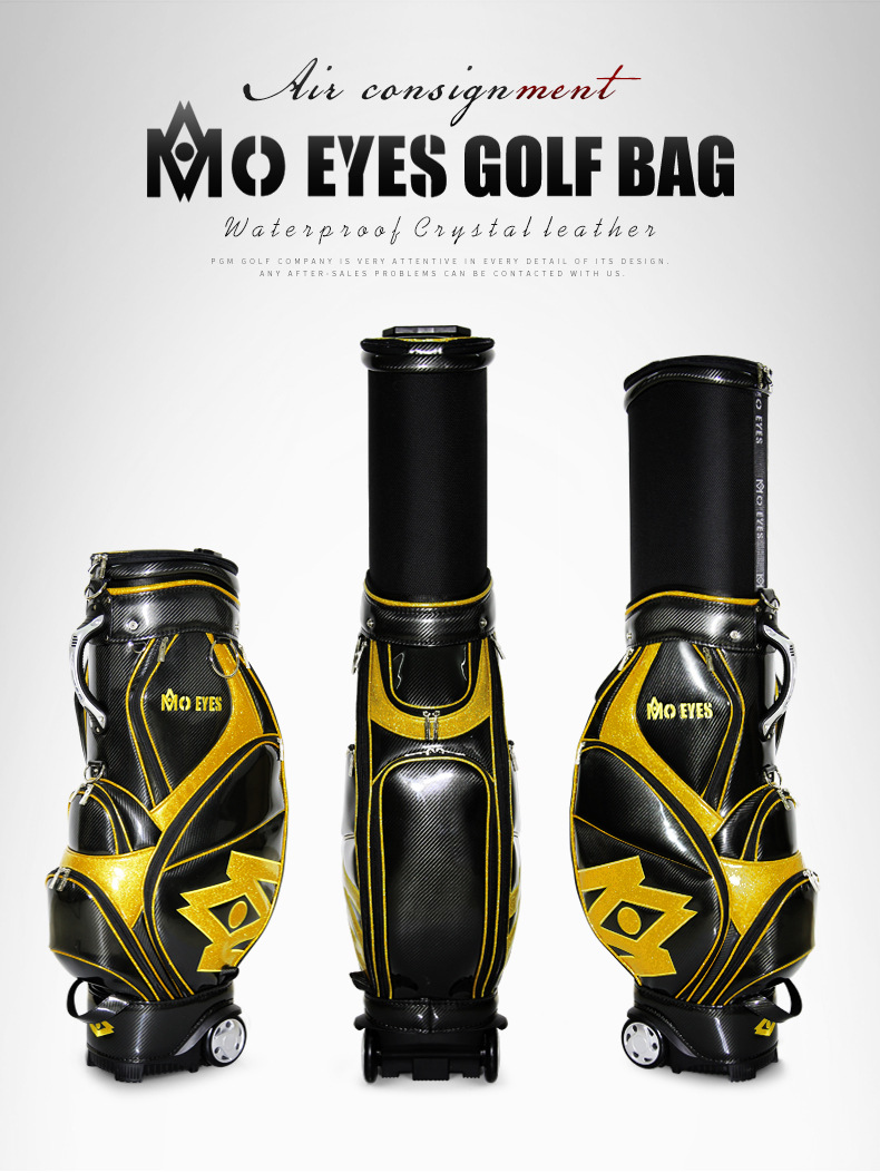 Túi đựng gậy golf PGM dạng ống kính thiên văn chống nước, cao 126 cm — Túi Kính thiên văn QB058MO EYES màu đỏ đen, QB058MO EYES Túi Kính thiên văn màu đen vàng chi tiết 15