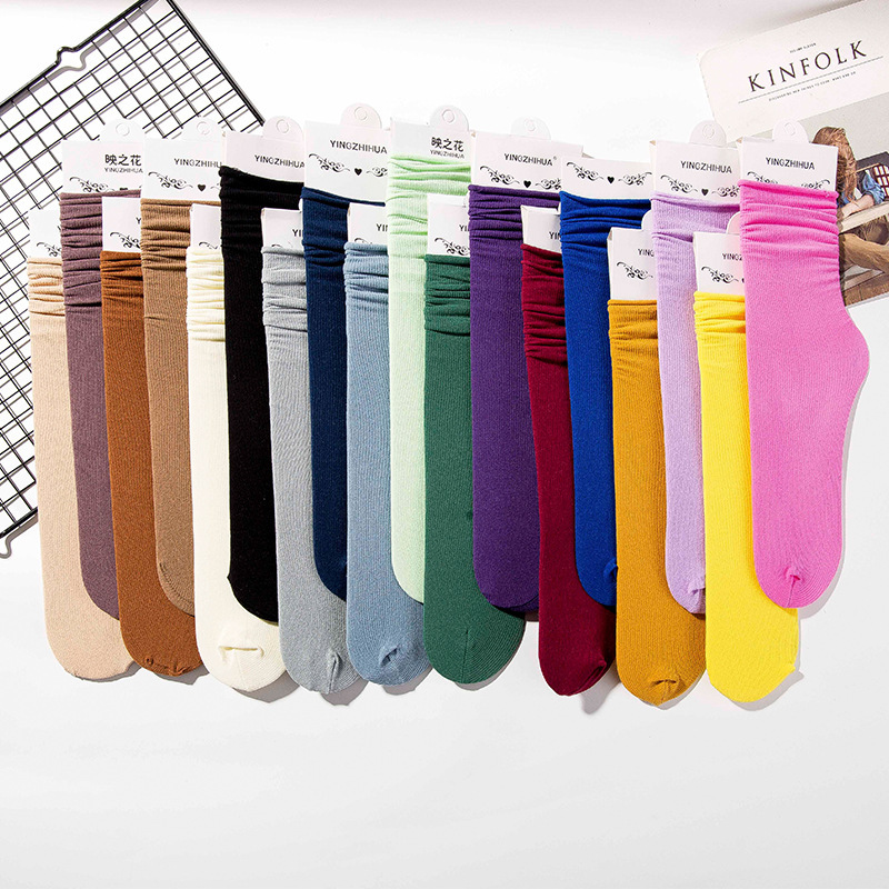Popular women's ice socks velvet summer thin pile socks solid color Retro Japanese style curling fashion socks wholesale
