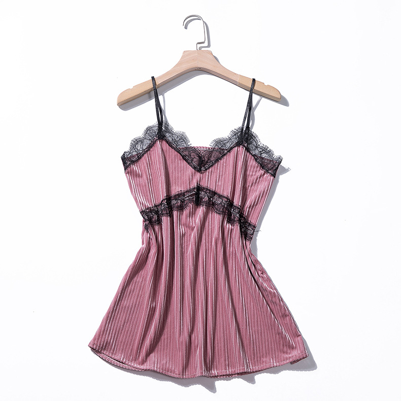 Korean women's Velvet sexy pajamas with suspenders four-piece suit NSMR7793