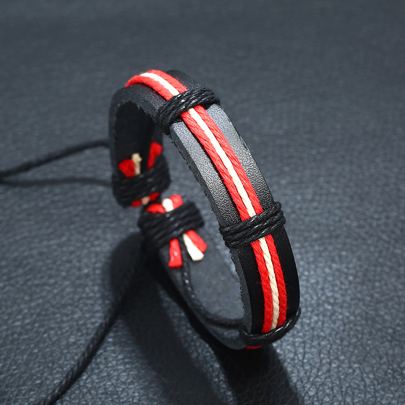 New color hemp rope woven leather bracelet simple style men and women couple bracelet imitation cowh