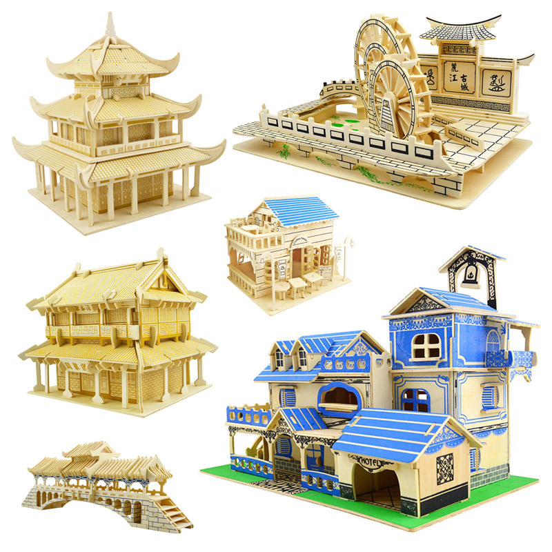 Вилла, деревянная интеллектуальная игрушка для взрослых, трехмерная головоломка, DIY, в 3d формате