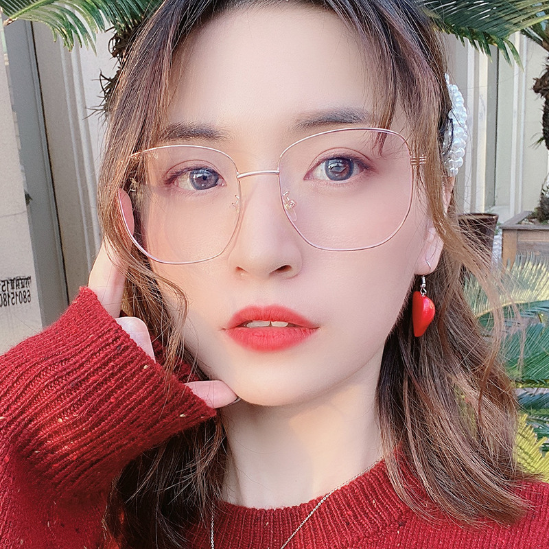 ins眼镜框女网红款韩版潮素颜圆脸复古金边大方框近视眼镜批发