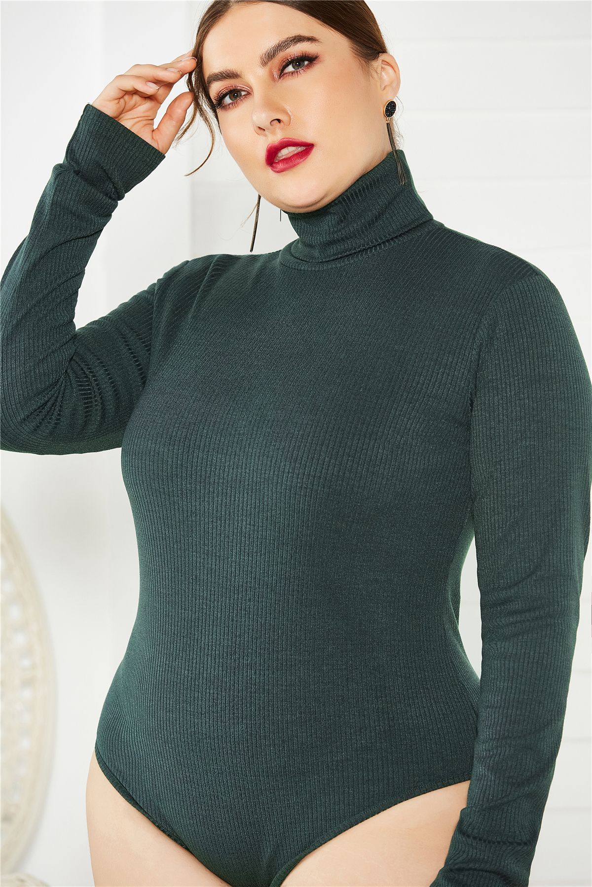 plus size long-sleeved  knitted jumpsuit NSLM29564